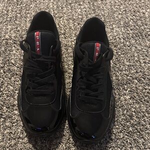 Prada Men's Black and Red Sneakers